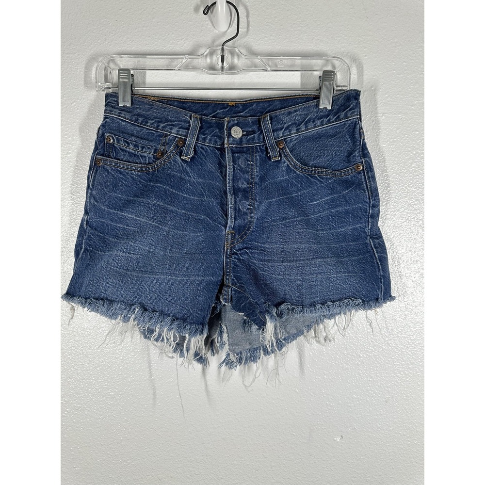 Levis 501 Skirt Womens 26 Blue High Rise Denim Button Fly‎ Cutoff Raw Frayed
